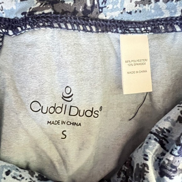Set of 2 Leggings Cuddl Duds ~ sz S Flexwear Navy Texture Blue Print A391311 - Picture 3 of 4